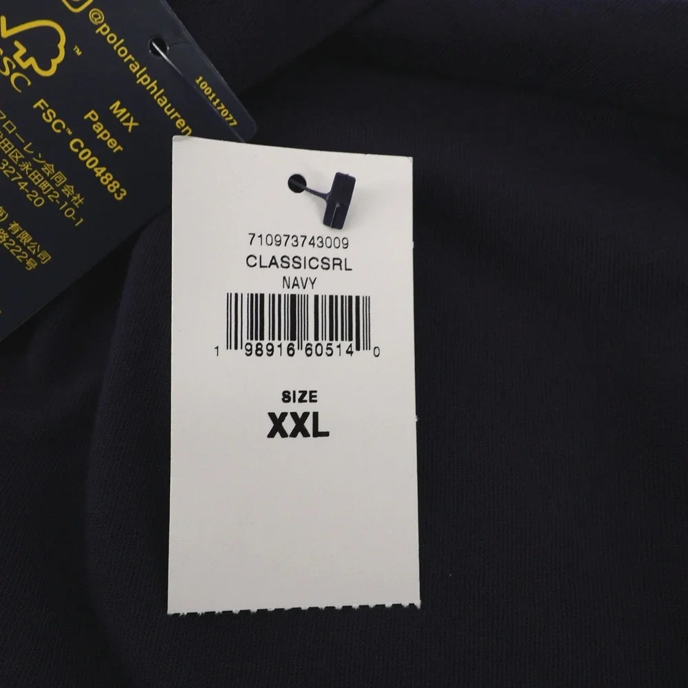 NEW Polo Ralph Lauren Classic Fit Hoodie Navy Lightweight Long Sleeve Mens XXL
